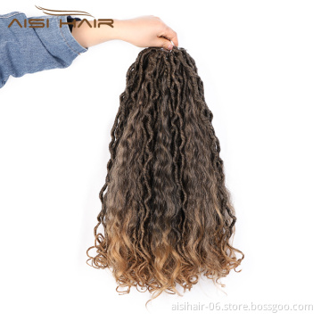 Aisi Hair Wholesale Faux Locs Ombre Brown Crochet Braids Hair Faux Locks Synthetic Braids Hairpieces Extensions For Black Women